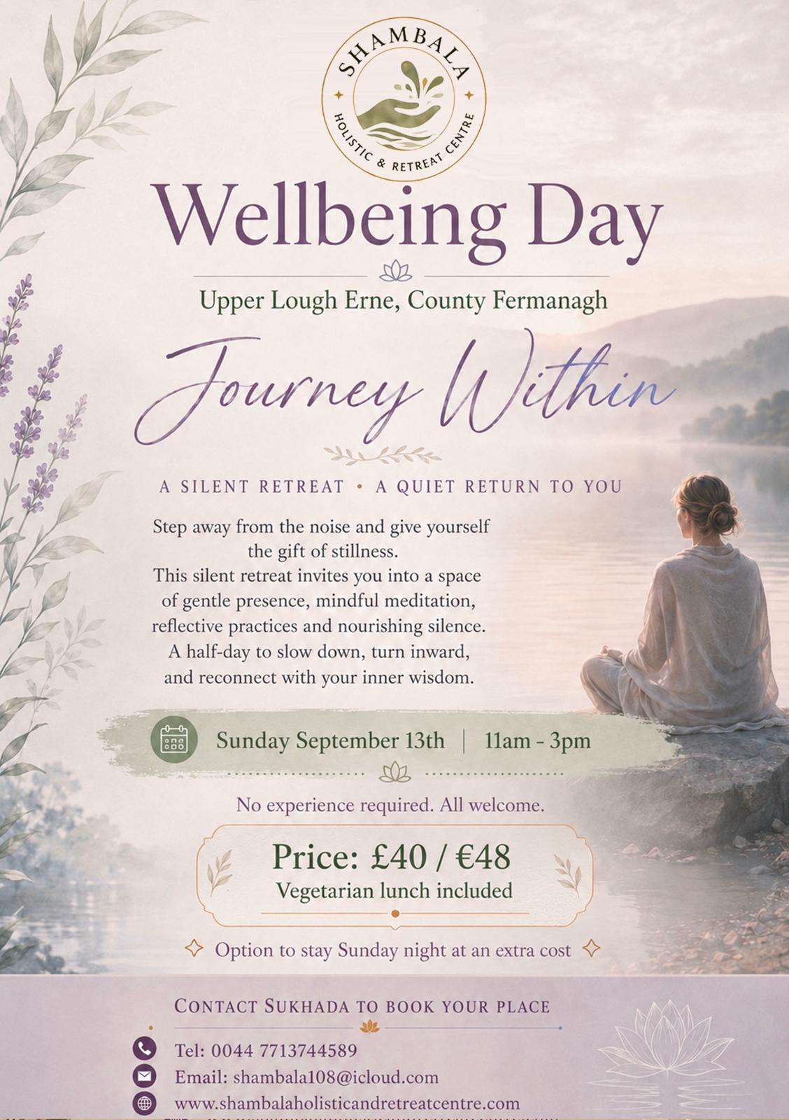 Journey Within Silent Retreat poster at Shambala Holistic Retreat Centre, Derrylin, Co. Fermanagh